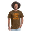 Zombies Ate My Pancreas Diabetic Humor Adult T-Shirt - brown