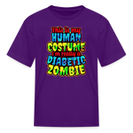 Diabetic zombie Halloween Type 1 diabetes kids T-shirt in purple