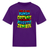 Human Costume & Diabetic Zombie Halloween Funny Kids Youth T-Shirt - purple