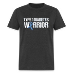 Type 1 Diabetes Warrior Blue Ribbon Pride T-Shirt - heather black