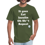 It goes Eat Insulin Oh Sh*t Repeat Parody Unisex Classic T-Shirt - military green