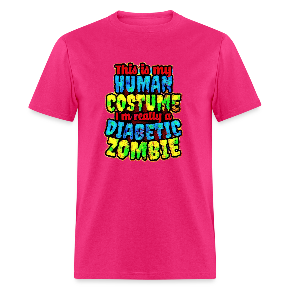 Human Costume Diabetic Zombie T-Shirt Halloween Humor : Unisex Tee Shirt - fuchsia