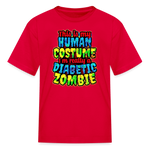 Diabetic zombie Halloween Type 1 diabetes kids T-shirt in red