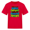 Human Costume & Diabetic Zombie Halloween Funny Kids Youth T-Shirt - red