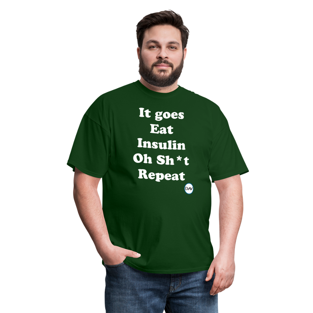 It goes Eat Insulin Oh Sh*t Repeat Parody Unisex Classic T-Shirt - forest green