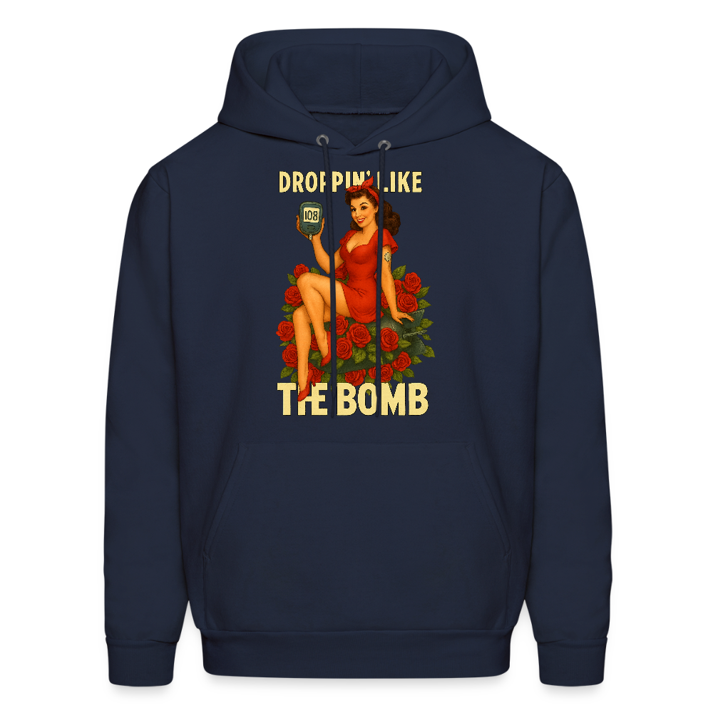 Droppin' Like The Bomb T1D Awarness Pin-up Style Unisex Hoodie - navy