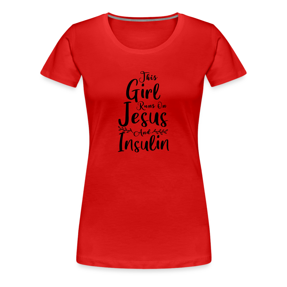 This Girl Runs On Jesus & Insulin Women’s Comfort T-Shirt - red