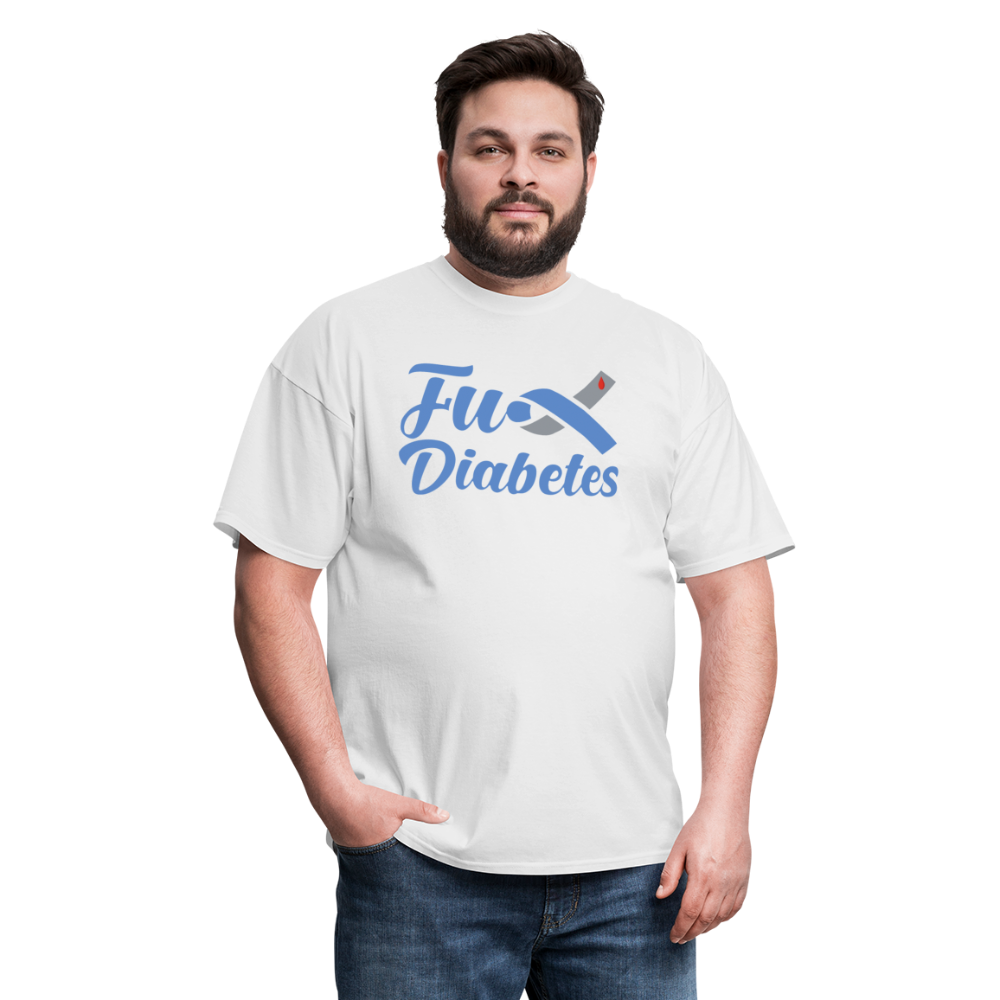 Fu*K Diabetes Blue Ribbon Diabetic Awareness Unisex T-Shirt - white