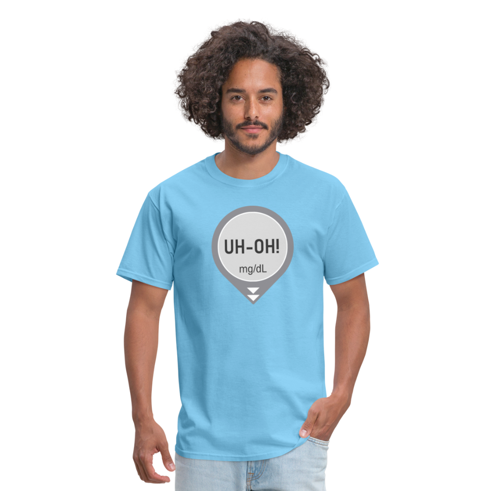 UH-OH! Dexcom Lows Alert Humor Adult Unisex T-Shirt - aquatic blue