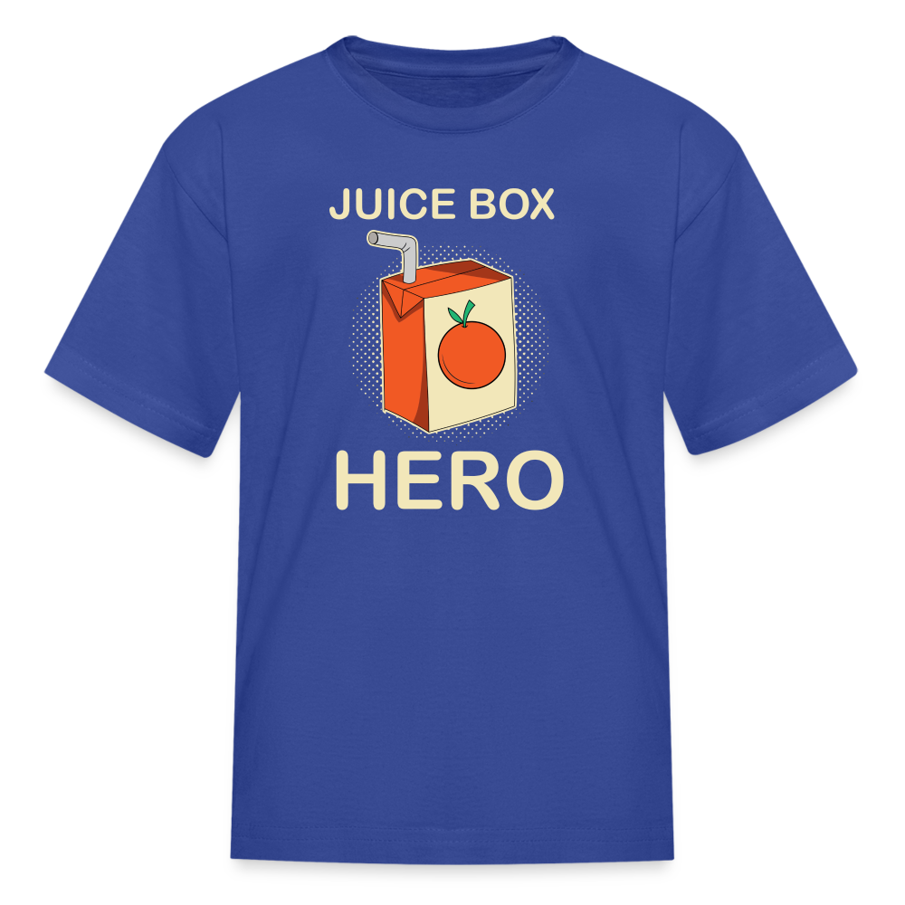 Juice Box Hero Type 1 diabetes awareness kids T-shirt in royal blue