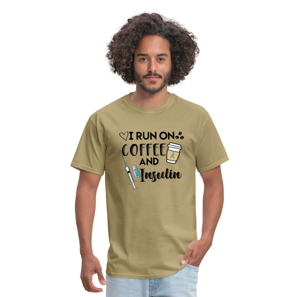 I Run On Coffee & Insulin Adult Unisex Softstyle T-Shirt - khaki