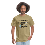 I Run On Coffee & Insulin Adult Unisex Softstyle T-Shirt - khaki