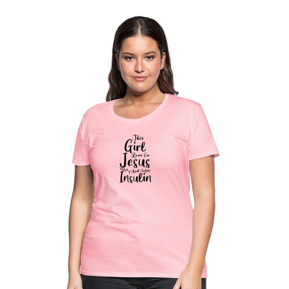 This Girl Runs On Jesus & Insulin Women’s Comfort T-Shirt - pink