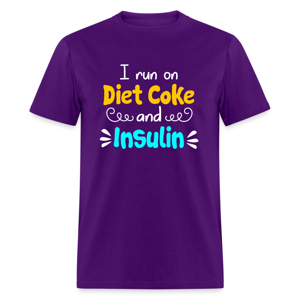 I Run On Diet Coke And Insulin Adult Funny Diabetes Awareness Unisex T-Shirt - purple