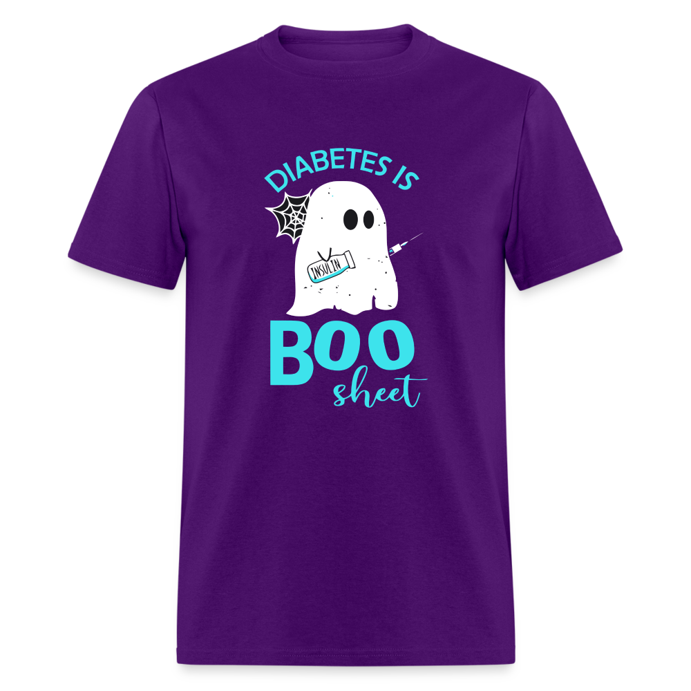 Diabetes Is Boo Sheet Funny Diabetic Halloween Humor Unisex T-Shirt - purple