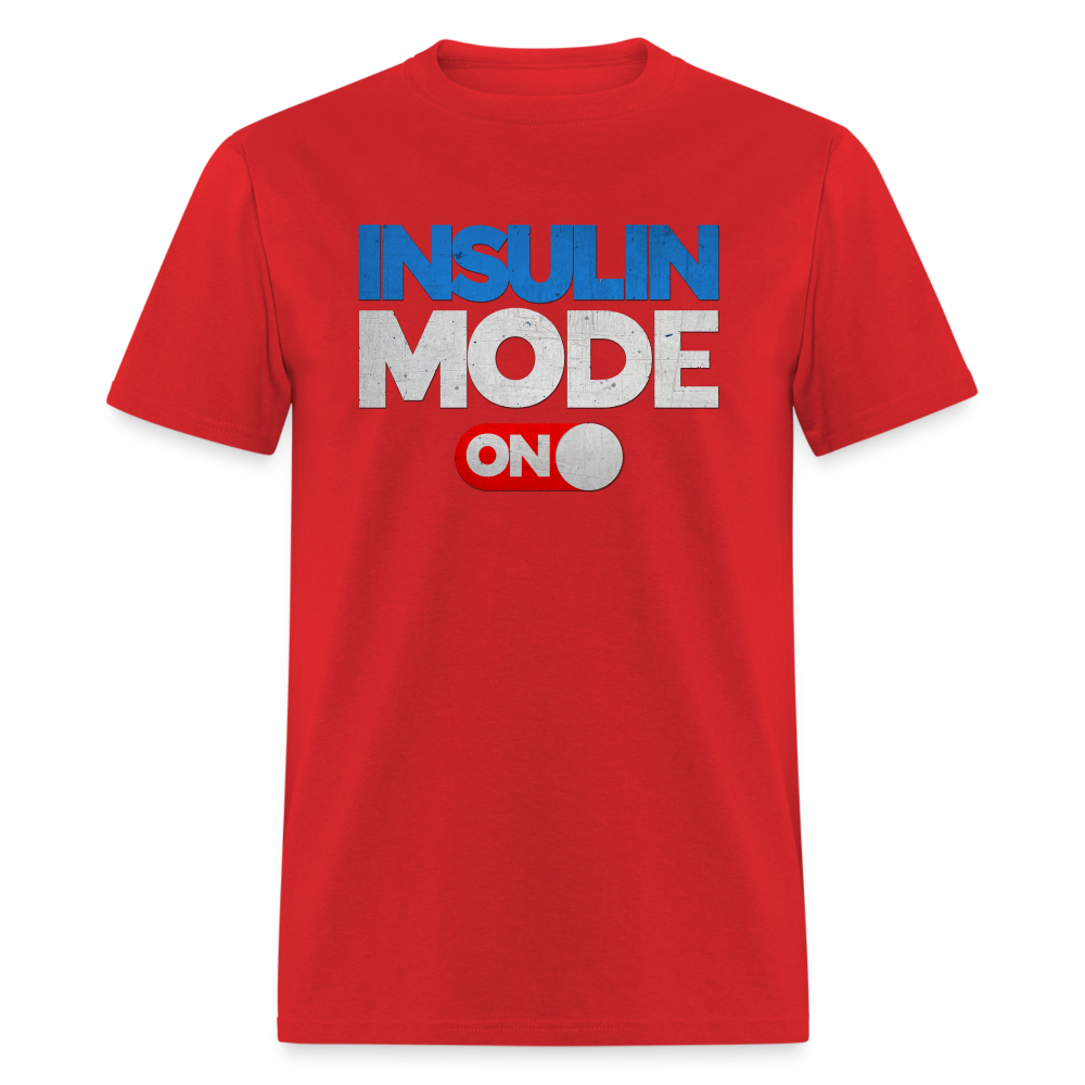 Insulin Mode "ON" Adult Diabetic Humor Unisex T-Shirt - red