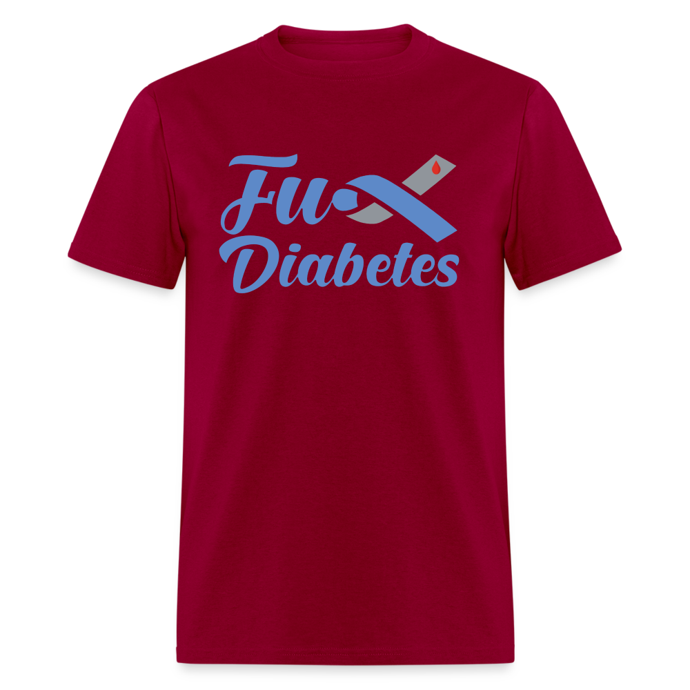 Fu*K Diabetes Blue Ribbon Diabetic Awareness Unisex T-Shirt - dark red