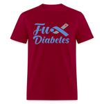Fu*K Diabetes Blue Ribbon Diabetic Awareness Unisex T-Shirt - dark red
