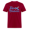 Fu*K Diabetes Blue Ribbon Diabetic Awareness Unisex T-Shirt - dark red