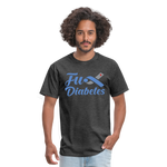 Fu*K Diabetes Blue Ribbon Diabetic Awareness Unisex T-Shirt - heather black