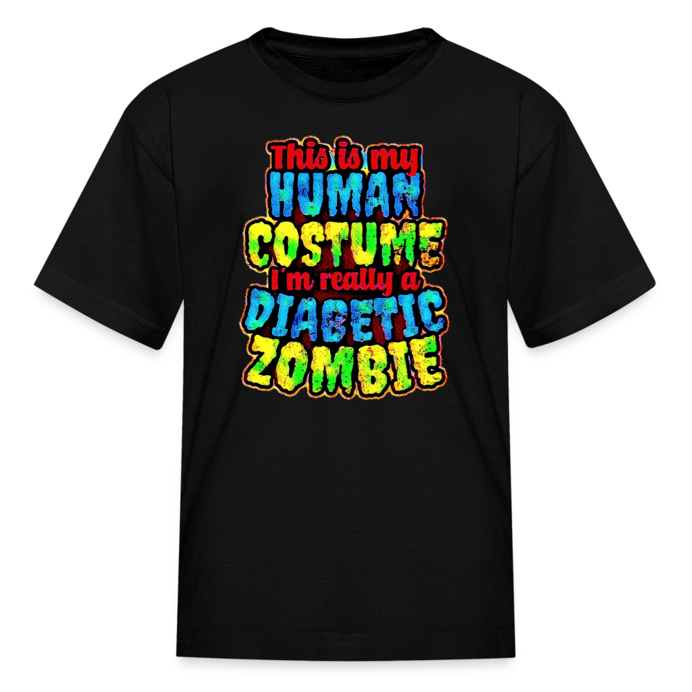 Human Costume & Diabetic Zombie Halloween Funny Kids Youth T-Shirt - black