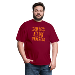 Zombies Ate My Pancreas Diabetic Humor Adult T-Shirt - burgundy