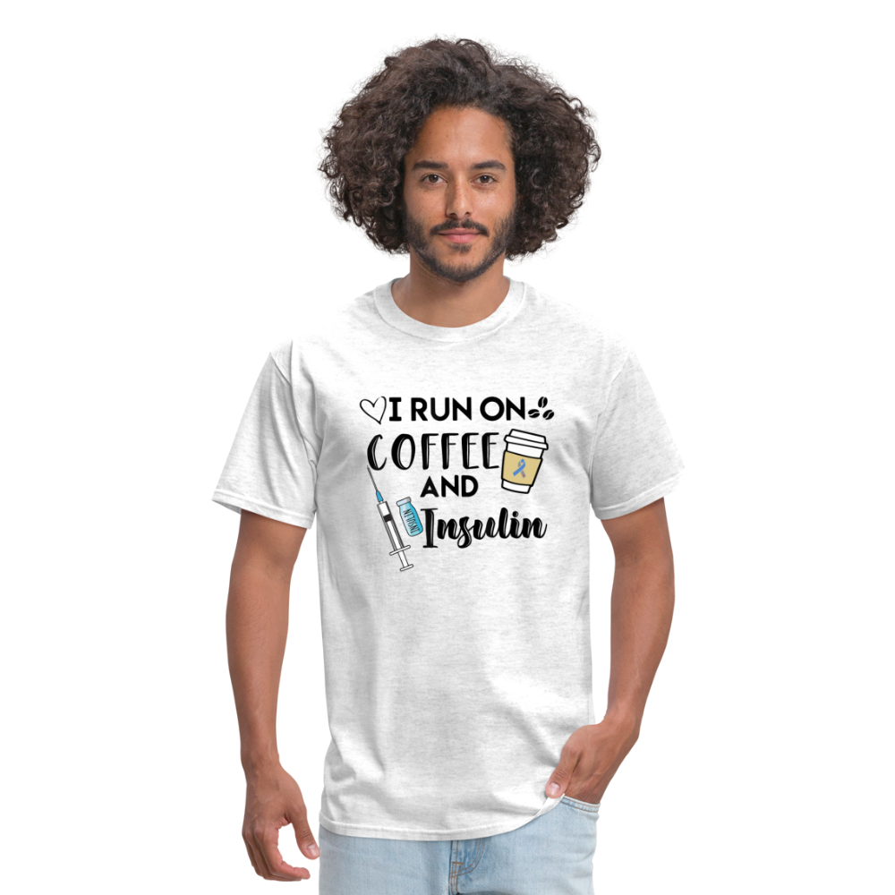 I Run On Coffee & Insulin Adult Unisex Softstyle T-Shirt - light heather gray