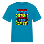 Diabetic zombie Halloween Type 1 diabetes kids T-shirt in turquoise