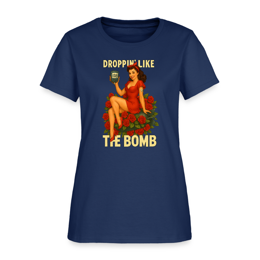 Droppin' Like The Bomb Pin-up Women's T-Shirt -  blue dusk