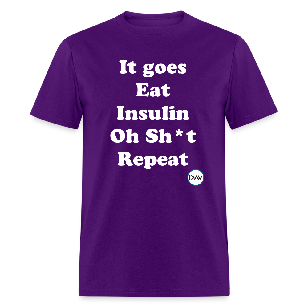 It goes Eat Insulin Oh Sh*t Repeat Parody Unisex Classic T-Shirt - purple