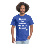 It goes Eat Insulin Oh Sh*t Repeat Parody Unisex Classic T-Shirt - royal blue