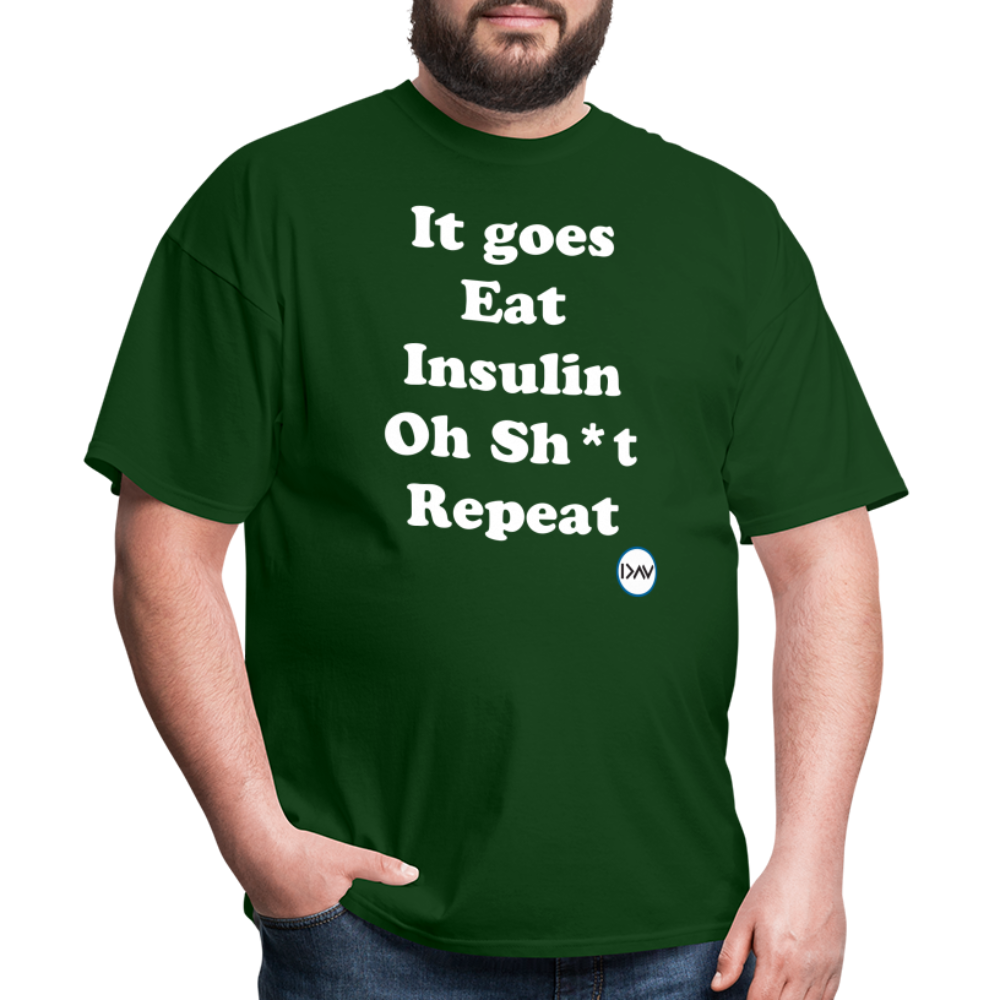 It goes Eat Insulin Oh Sh*t Repeat Parody Unisex Classic T-Shirt - forest green