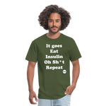 It goes Eat Insulin Oh Sh*t Repeat Parody Unisex Classic T-Shirt - military green