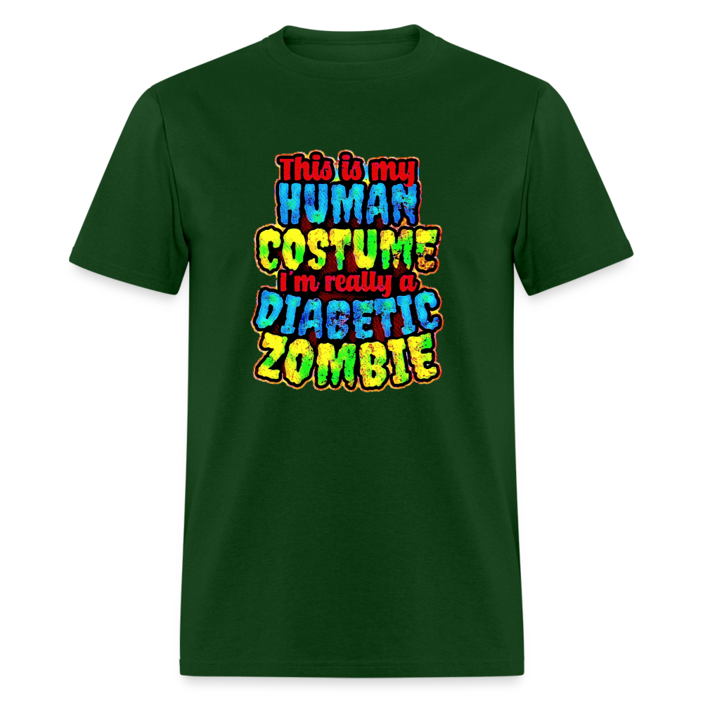 Human Costume Diabetic Zombie T-Shirt Halloween Humor : Unisex Tee Shirt - forest green