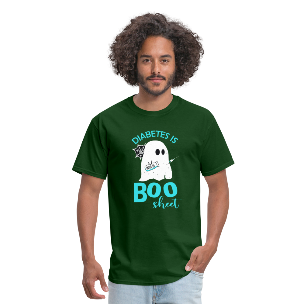 Diabetes Is Boo Sheet Funny Diabetic Halloween Humor Unisex T-Shirt - forest green