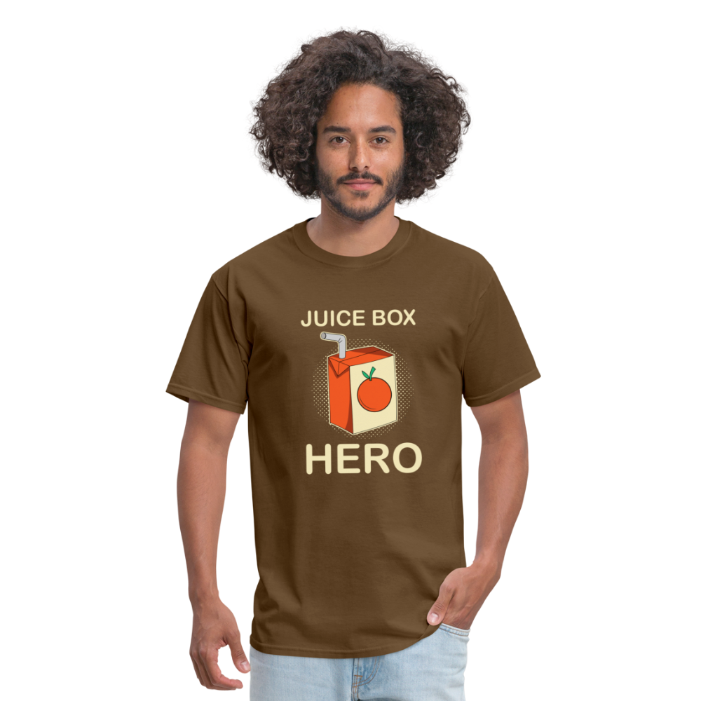 Juice Box Hero Diabetic Humor T1D Funny Unisex Softstyle Adult T-Shirt - brown