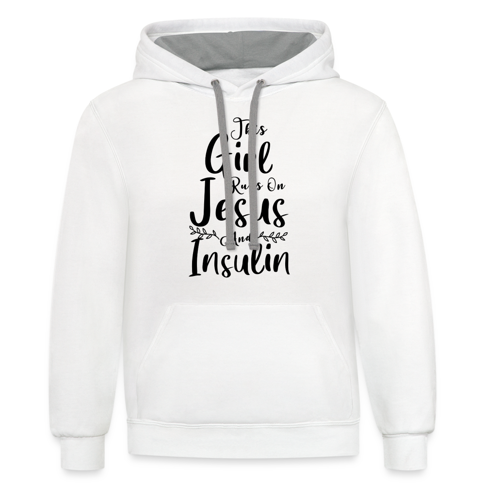 This Girl Runs On Jesus And Insulin Diabetic Warrior Premium Hoodie - white/gray