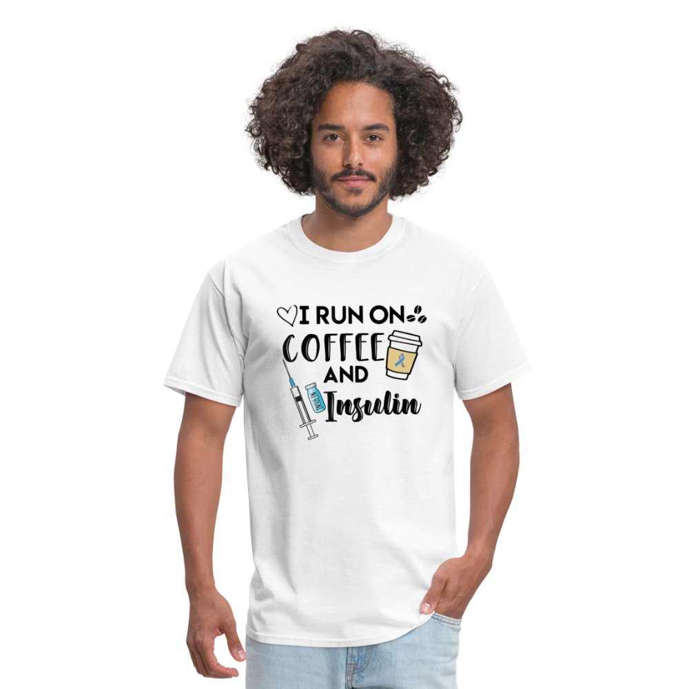 I Run On Coffee & Insulin Adult Unisex Softstyle T-Shirt - white