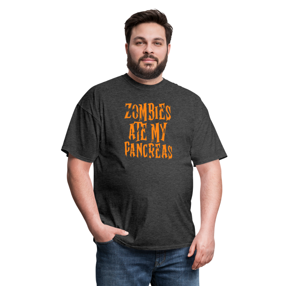 Zombies Ate My Pancreas Diabetic Humor Adult T-Shirt - heather black