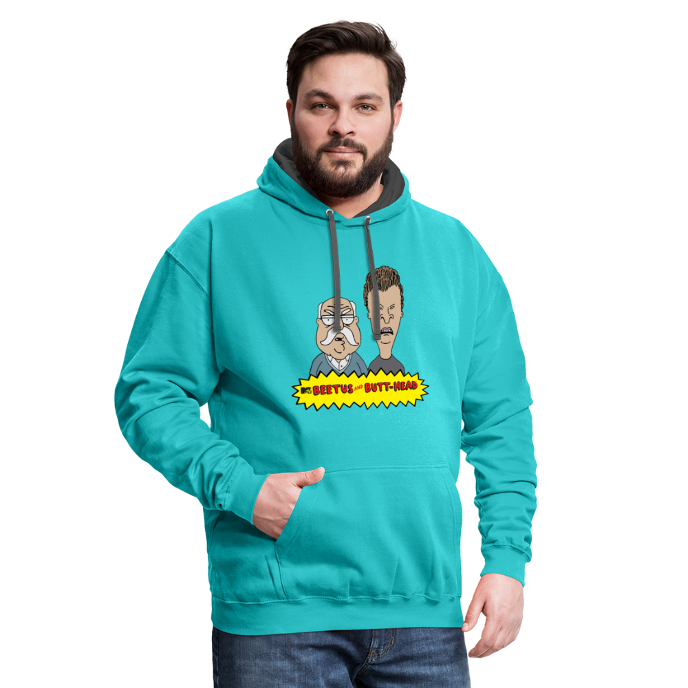 Beetus and Butthead "W. Brimley Mashup"  Premium Adult Hoodie - scuba blue/asphalt