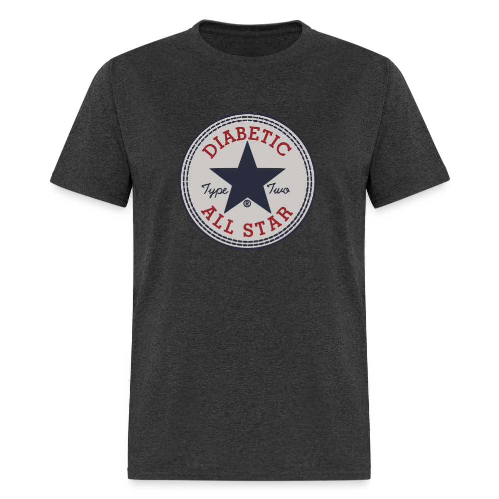 Type 2 All-Star Diabetic Adult Unisex Ringspun Cotton T-Shirt - heather black