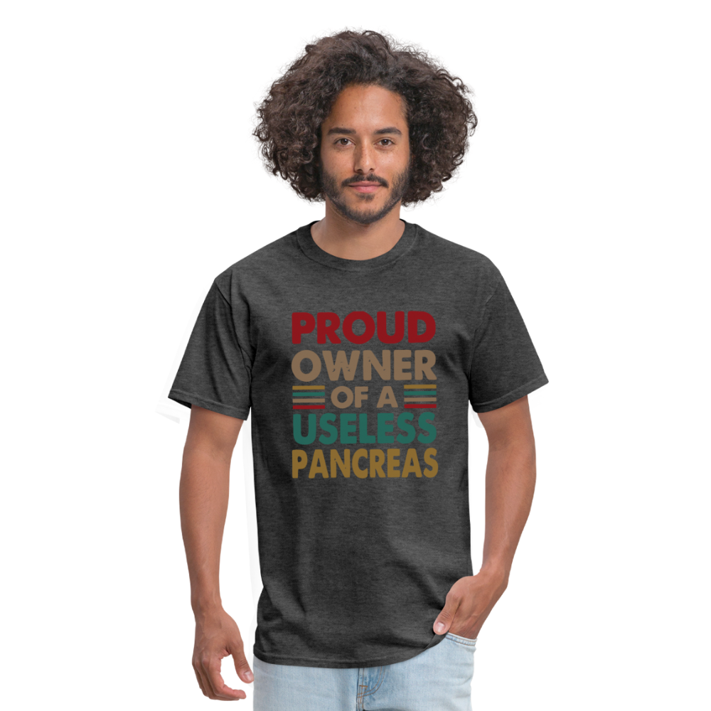 Proud Owner Of A Useless Pancreas Softstyle Unisex T-Shirt - heather black