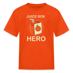 Juice Box Hero Type 1 diabetes awareness kids T-shirt in orange
