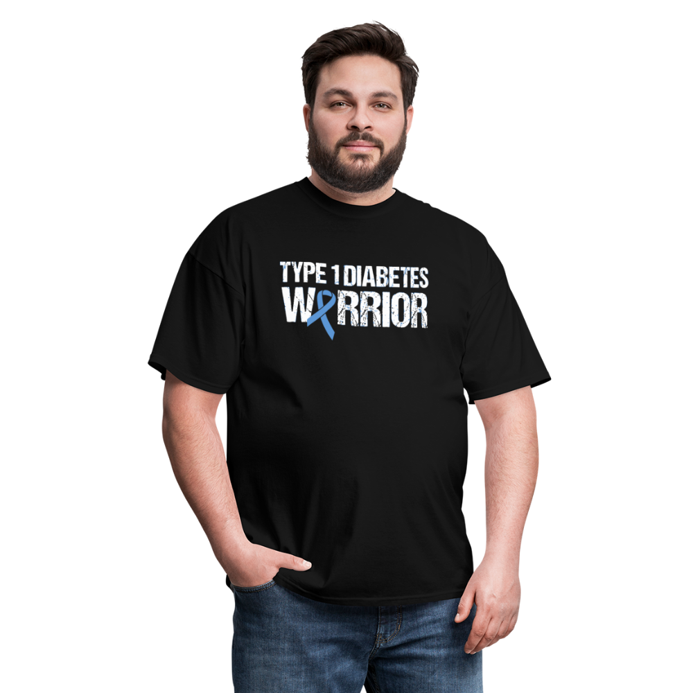 Type 1 Diabetes Warrior Blue Ribbon Pride T-Shirt - black