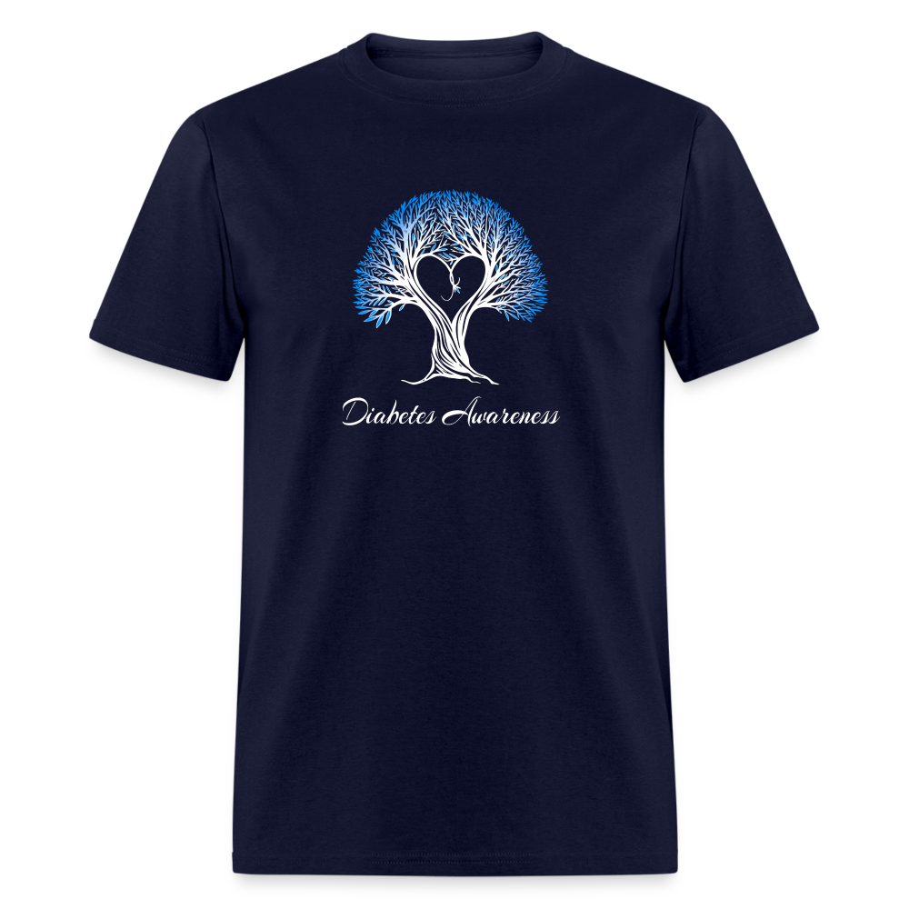 Diabetes Awareness Tree Of Love & Life Unisex T-Shirt - navy