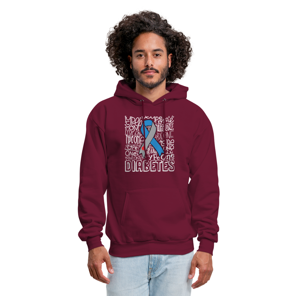 Diabetes Awareness Ribbon Unisex Softstyle Hoodie - burgundy