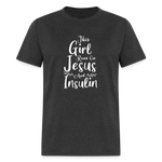 This Girl Runs On Jesus And Insulin Diabetes Awareness Unisex Classic T-Shirt - heather black