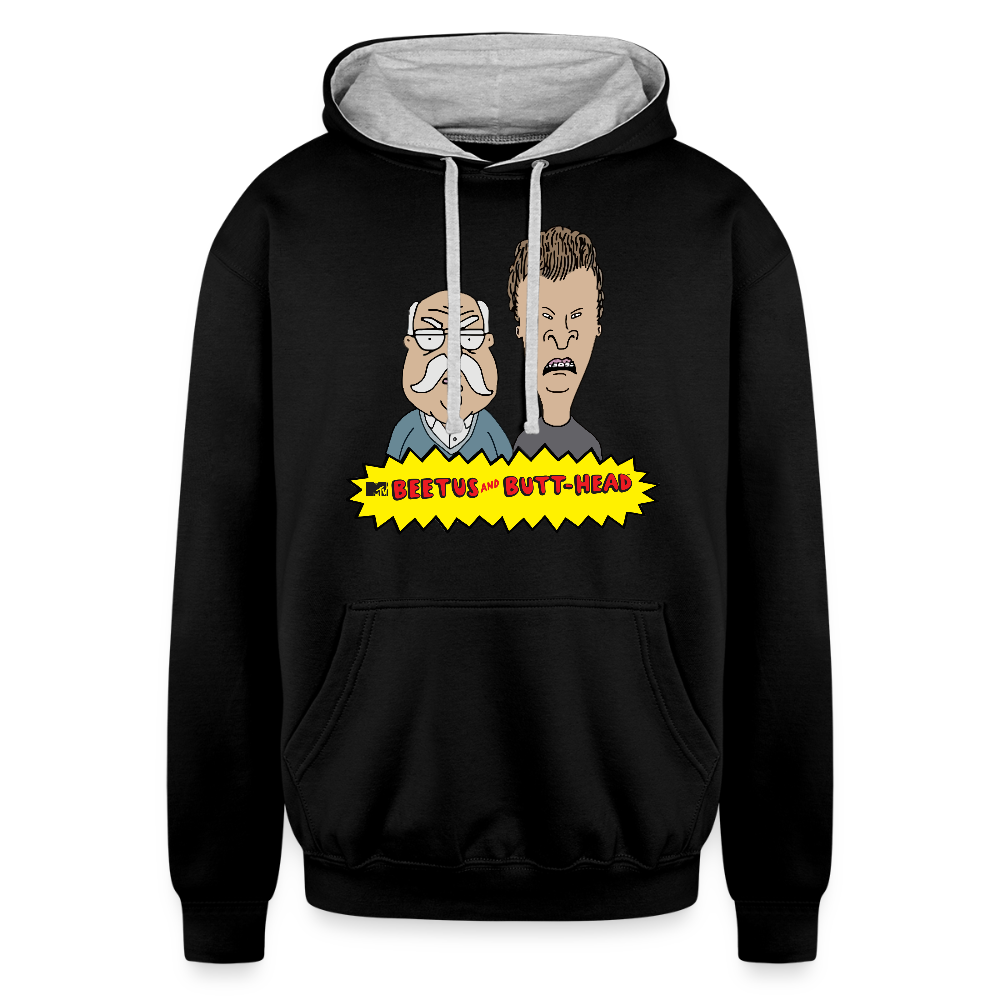 Beetus and Butthead "W. Brimley Mashup"  Premium Adult Hoodie - black/heather gray