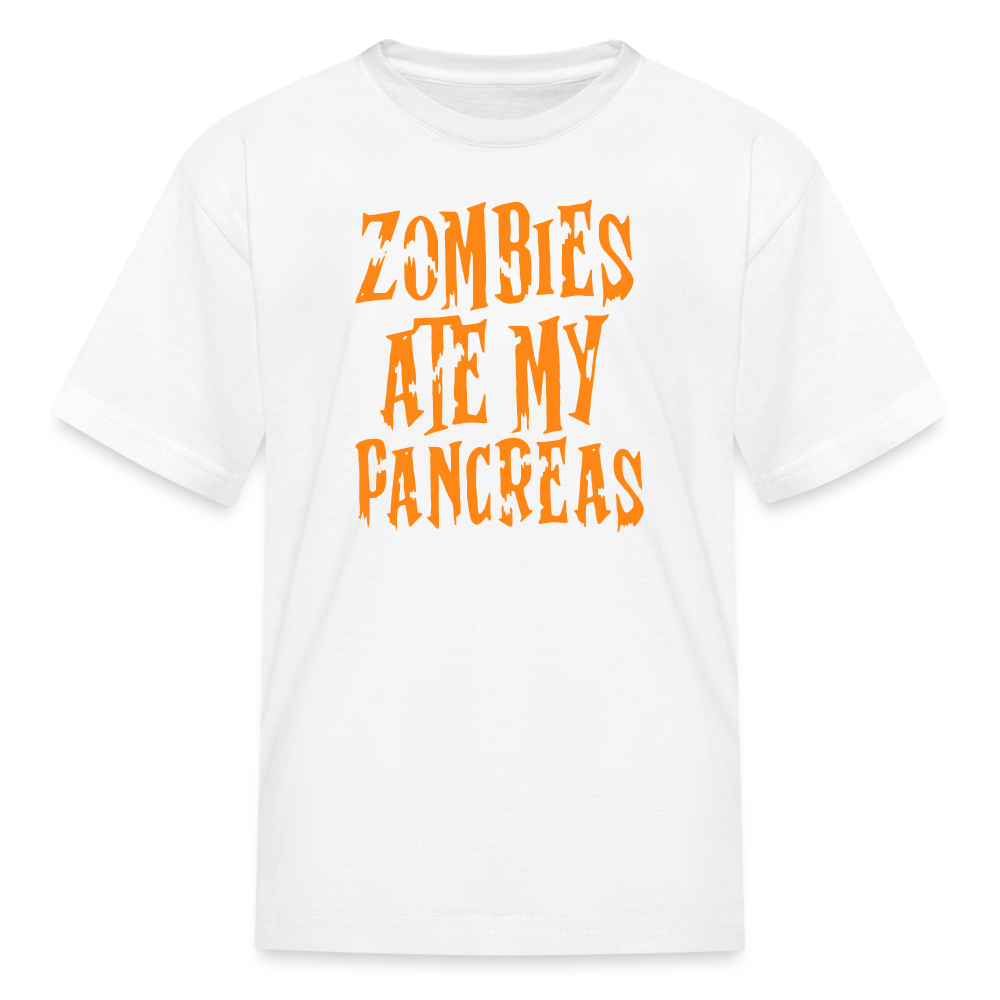 Zombies Ate My Pancreas Halloween Kids' T-Shirt - white