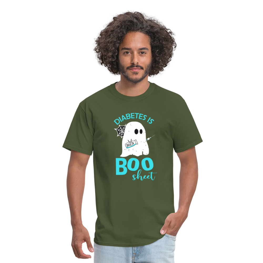 Diabetes Is Boo Sheet Funny Diabetic Halloween Humor Unisex T-Shirt - military green